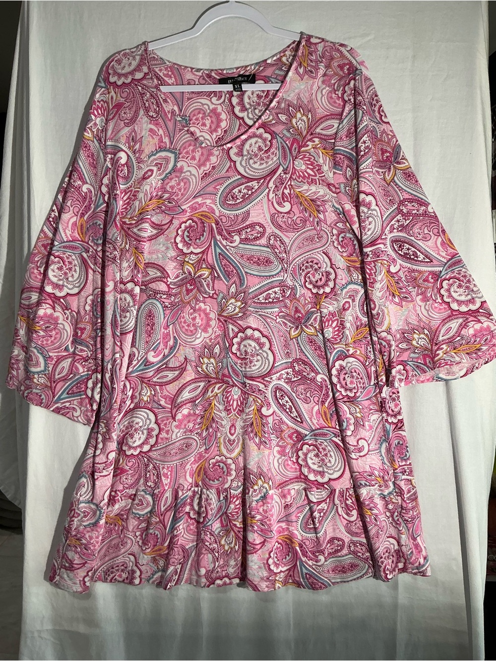 Ellen Tracy Pink Paisley A-Line Women’s' top tunic